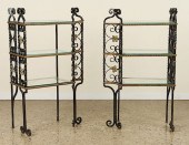 PAIR WROUGHT IRON ETEGERES POL
