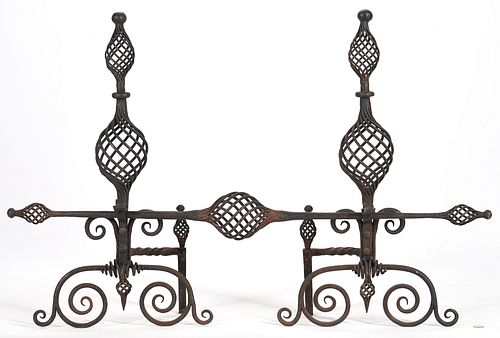 PAIR YELLIN STYLE WROUGHT IRON