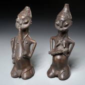 PAIR YORUBA OGBONI EDAN STAVES