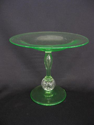 Pairpoint Art Glass Compote green