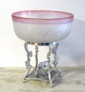 PAIRPOINT BRIDES BOWL ON STAND