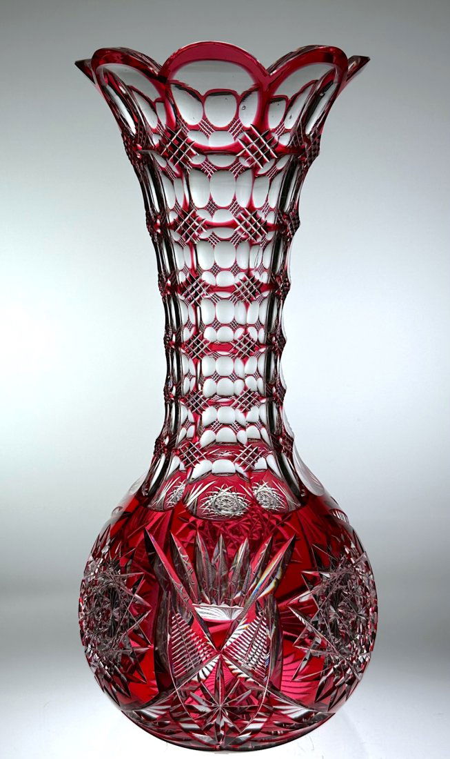PAIRPOINT CUT GLASS RED CUT TO