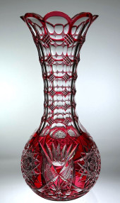 PAIRPOINT CUT GLASS RED CUT TO