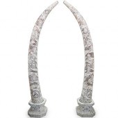 PALACE SIZED CARVED BONE TUSKS