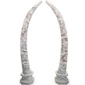 PALACE SIZED CARVED BONE TUSKS