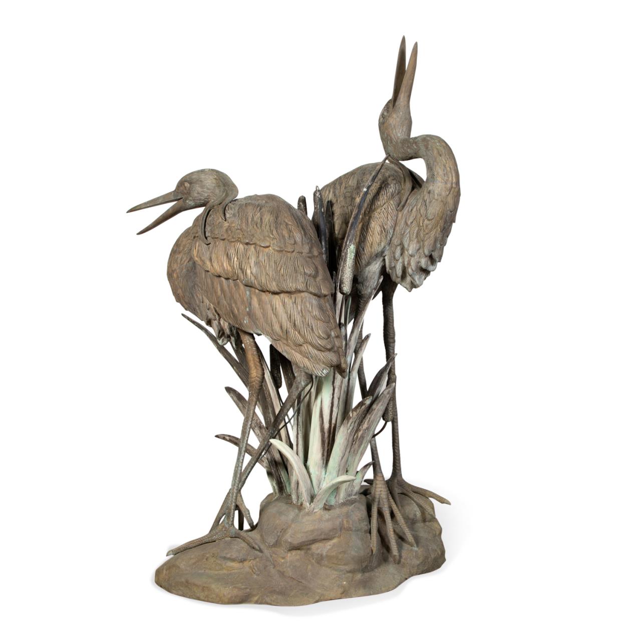 PALATIAL BRONZE DOUBLE HERON AND