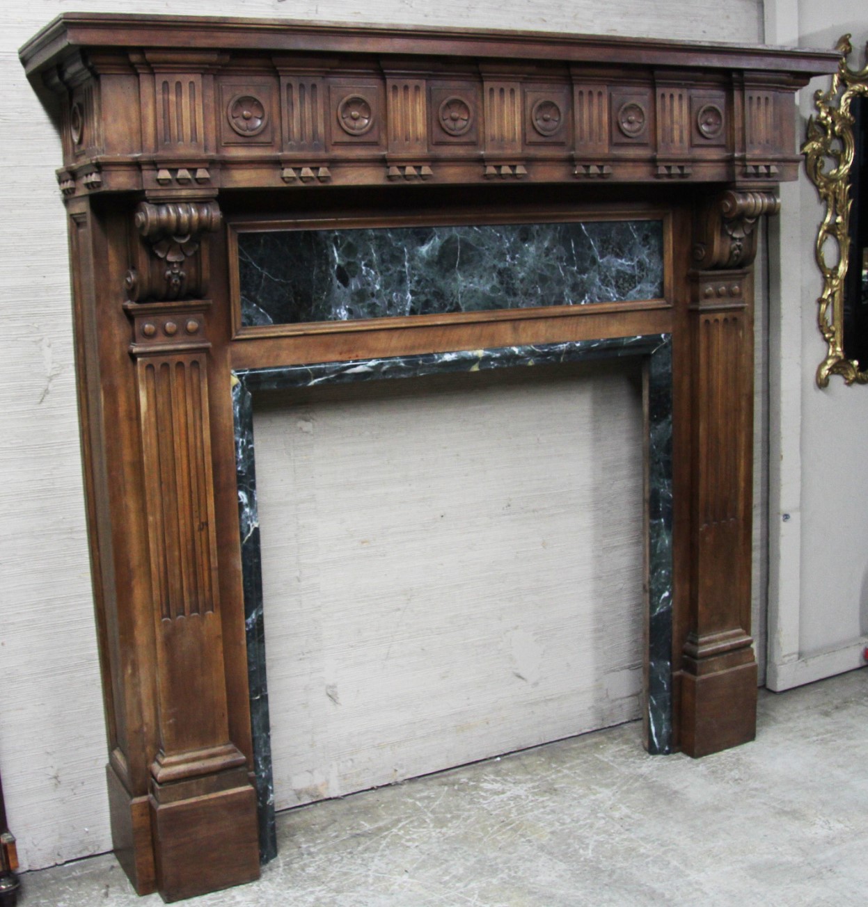 PALATIAL EUROPEAN WALNUT MANTLE