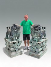 PALATIAL SET OF BRONZE FOO DOG