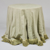 PALE GREEN FRINGED TABLECLOTH