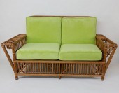 PALECEK BAMBOO SETTEE AND OTTO