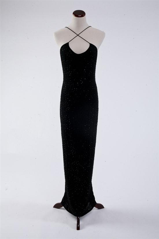 PAMELA DENNIS BLACK BEADED GOWN