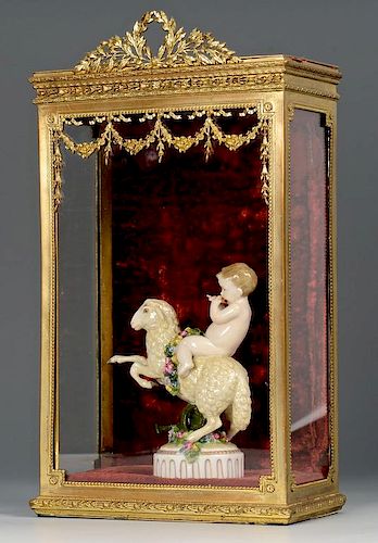 PAN FIGURINE W/ SMALL BRASS DISPLAY