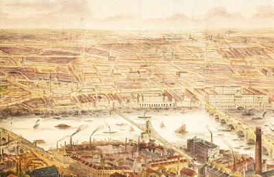 Panorama of London and the Thames.,
