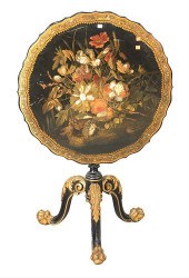 PAPER MACHE TILT TOP TABLE, HA