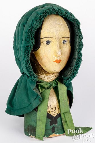 PAPIER-MâCHé MILLINERY HEAD, 19TH