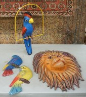 PAPIER MACHE PARROT ON METAL S