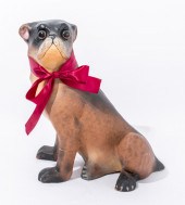 PAPIER MACHE SEATED PUG SCULPT