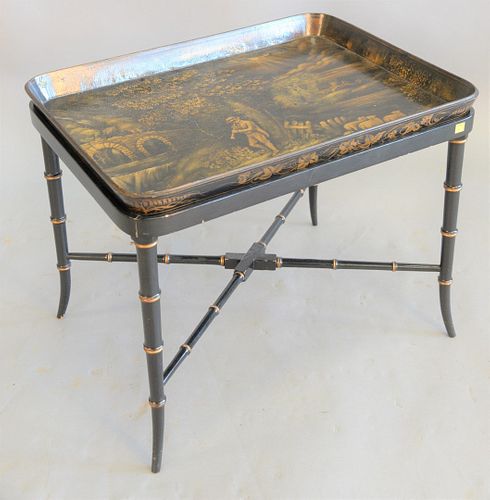 PAPIER-MACHE TEA TRAY ON FAUX