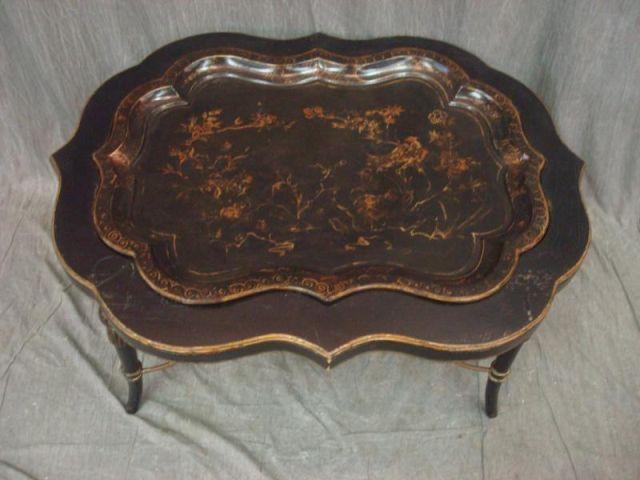 Papier Mache Tray Top Table. From a