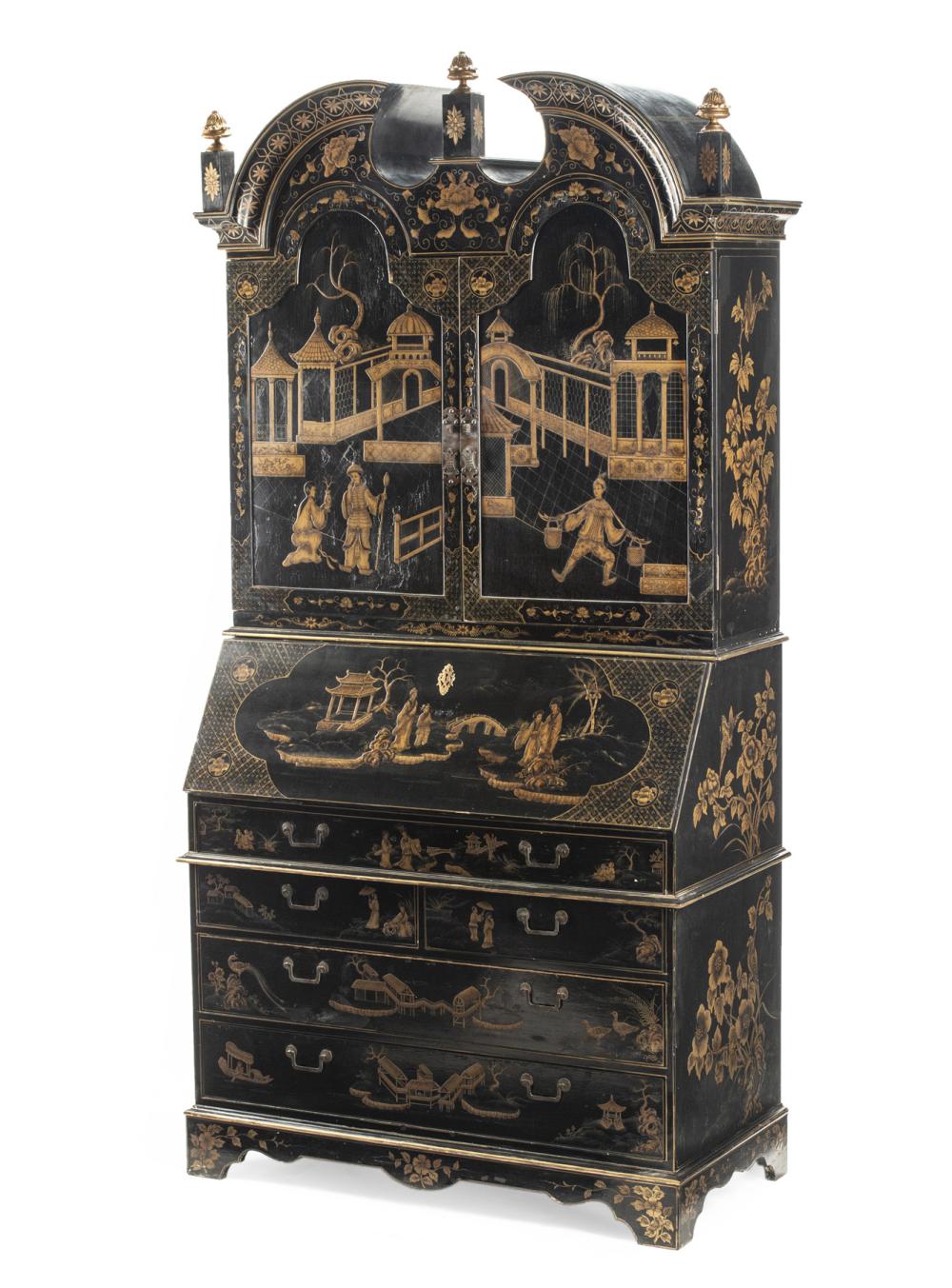 PARCEL GILT BLACK LACQUER SECRETARY