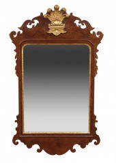 PARCEL GILT BURL WALNUT MIRROR