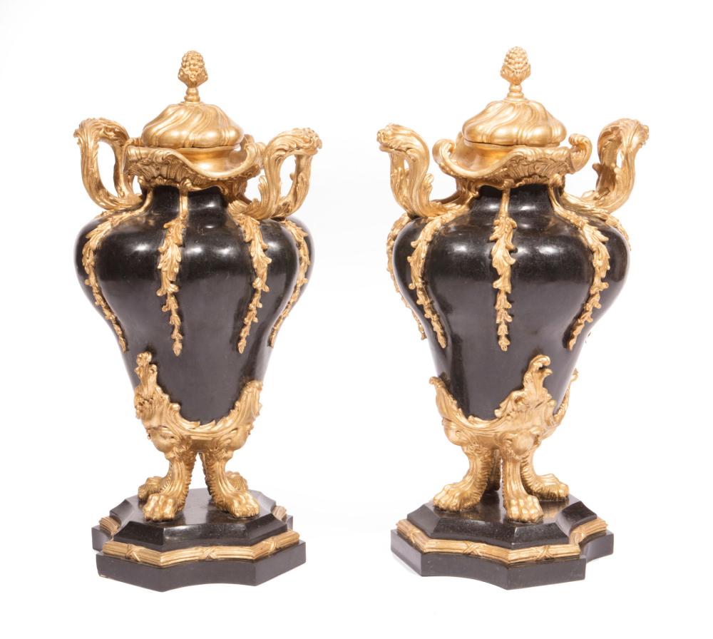 PARCEL GILT VENEERED BLACK MARBLE