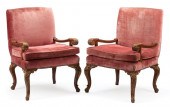 PARCEL GILT WALNUT ARMCHAIRSPa