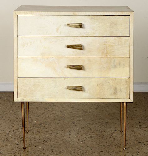PARCHMENT COVERED FOUR DRAWER