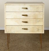 PARCHMENT COVERED FOUR DRAWER