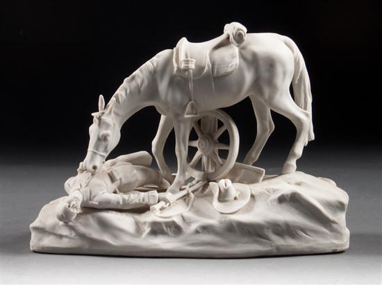 Parian figural group of a dead