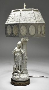 PARIAN FIGURAL LAMP WITH TIN S