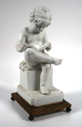 PARIAN WARE FIGURE OF BOY READ