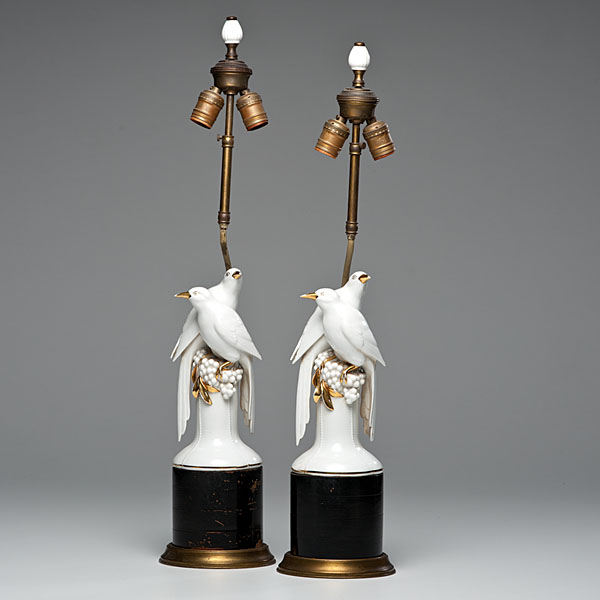 Paris Porcelain Bird Lamps