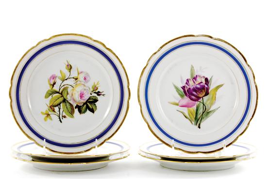Paris porcelain botanical plate set