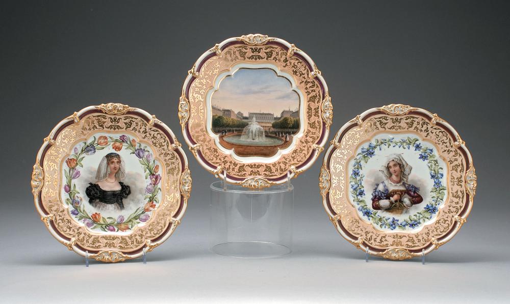 PARIS PORCELAIN CABINET PLATESThree
