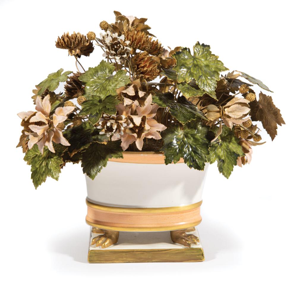 PARIS PORCELAIN CACHEPOT & ENAMELED