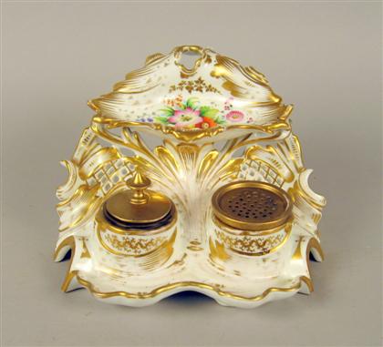 Paris porcelain double inkwell   