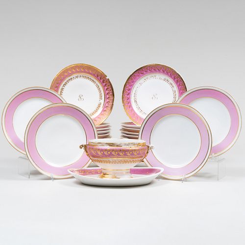 PARIS PORCELAIN PINK GROUND DESSERT