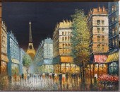 PARISIAN CITY SCENE, SIGNED M.