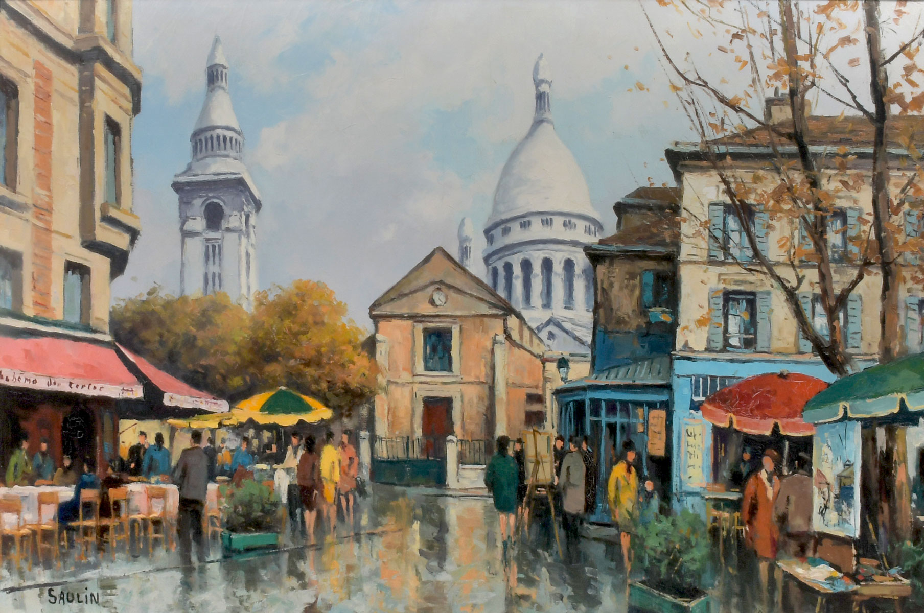 PARISIAN STREET SCENE WITH CAFES