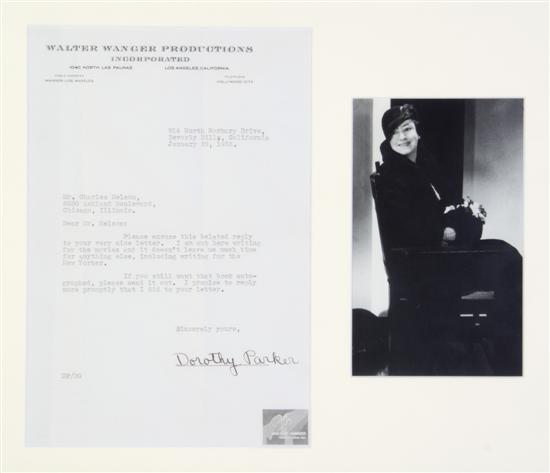 *PARKER DOROTHY Typed letter signed