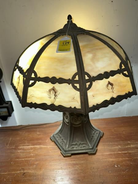 PARLOR LAMP, CARMEL GLASS, 8