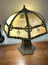 PARLOR LAMP, CARMEL GLASS, 8 P