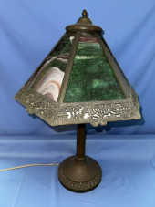 PARLOR LAMP, CARMEL SLAG, 6 PA