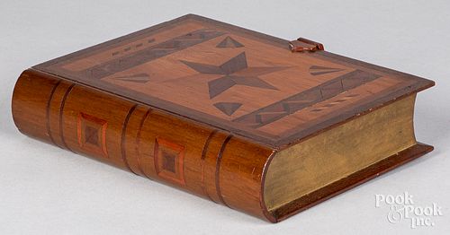 PARQUETRY INLAID BOOK PUZZLE BOX,