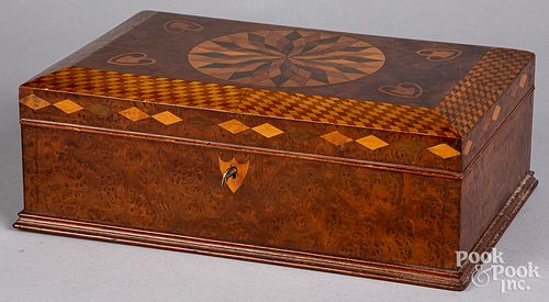PARQUETRY INLAID BURL DRESSER