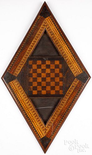 PARQUETRY INLAID GAME BOARD, 19TH