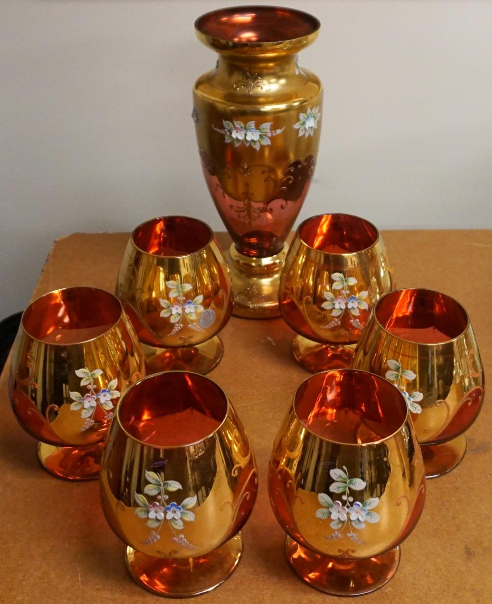 PARTIAL GILT ROSE COLORED GLASS