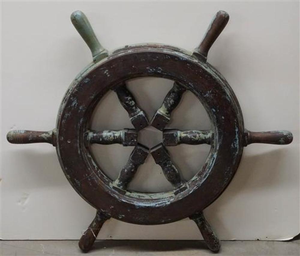 PARTIAL GREEN PAINTED WOOD SHIP'S