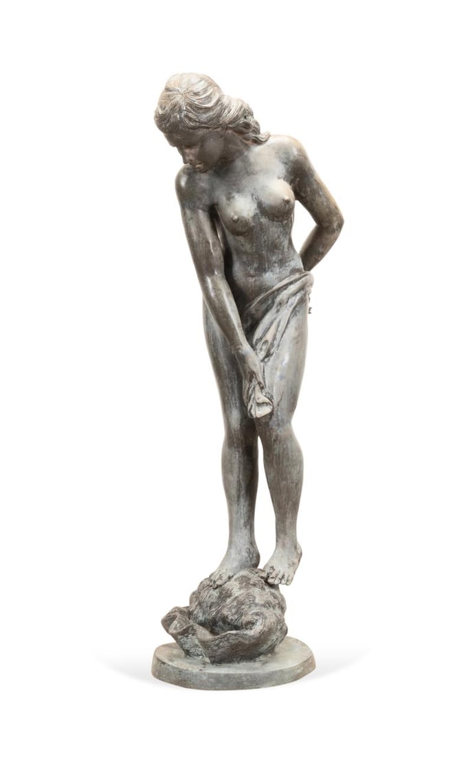 PARTIAL NUDE COPPER GARDEN FIGURE